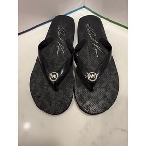 MK Michael Kors Flip Flops Black Classic Size 10